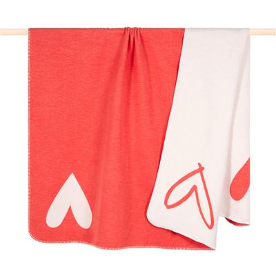 Wohndecke PAD "HEART", rot, B:150cm L:200cm, Mischgewebe, Wohndecken, Wohndecke, mit Wendefunktion, Motiv Herzen, gekettelter Zierstich, 150x200 cm
