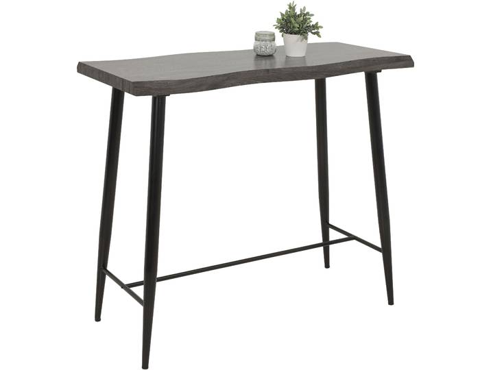 Bartisch HELA GABI , grau (grau, schwarz, schwarz, grau), B:120cm H:108cm T:60cm, Tische, Bartisch, Baumkantentisch, 120 cm Breite, Industrial Design, Wildeiche oder Grau