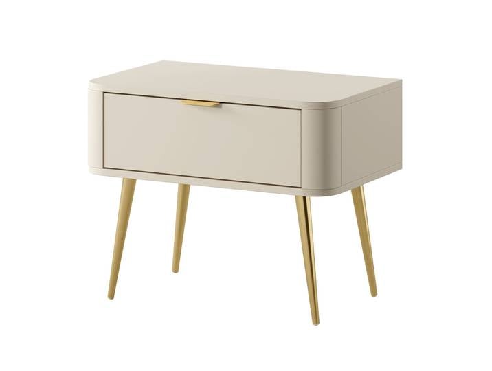 Ovaler Nachttisch mit Schublade 63 cm sandbeige