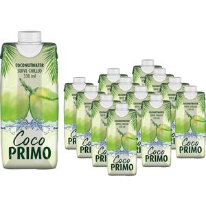 CocoPrimo Kokoswasser ohne Zuckerzusatz, 100% Kokosnusswasser, im Tetrapack, 12x 330 ml