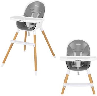 Costway 4-in-1 Convertible Baby High Chair Infant Feeding Chair with Adjustable Tray-Gray