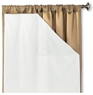 HLC.me White Thermal 100% Blackout Grommet Rod Pocket Curtain Liner Complete Darkness & Privacy - Set of 2