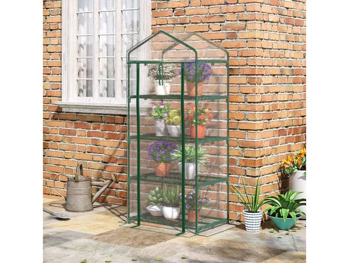Outsunny Serre Balcon 4 Niveaux 70x50x160cm Acier PVC