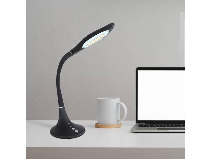 Globo LED Tischleuchtelampe Pattaya, dimmbar, schwarz, für Arbeitszimmer / Büro, Kunststoff, Modern