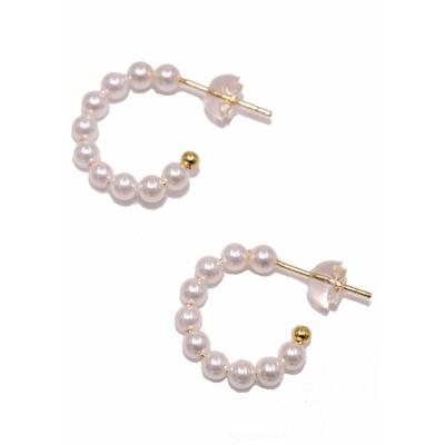 Paar Creolen FIRETTI "Schmuck Geschenk, Ohrschmuck Perle", gold (gelbgoldfarben, weiß), Ohrringe, Damen, 3mm, Perlen Silber 925 (Sterlingsilber), Perlen, Silber 925 (Sterlingsilber), Made in Germany - mit Süßwasserzuchtperle