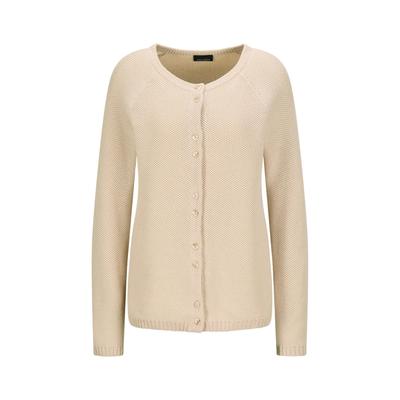 Strickjacke GOLDNER "Cardigan aus Baumwolle, Rundhals", Damen, Gr. 44, beige, Obermaterial: 100% Baumwolle CO., Modisch, Strickjacken Strickjacke, Piqué-Optik