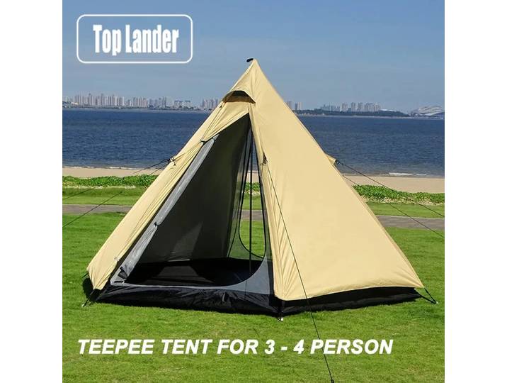 Tente de camping ultralégère Pyramid 4, double couche, pour voyage familial, randonnée en plein air, grand tipi