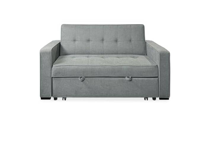 amuéblate online 2-Sitzer-Sofa, Modell Lite, modernes Design, praktisch, bequem und funktional, mit Armlehnen, Holz, Zement, 167 cm (L) x 90 cm (T) x 96,5 cm (H)