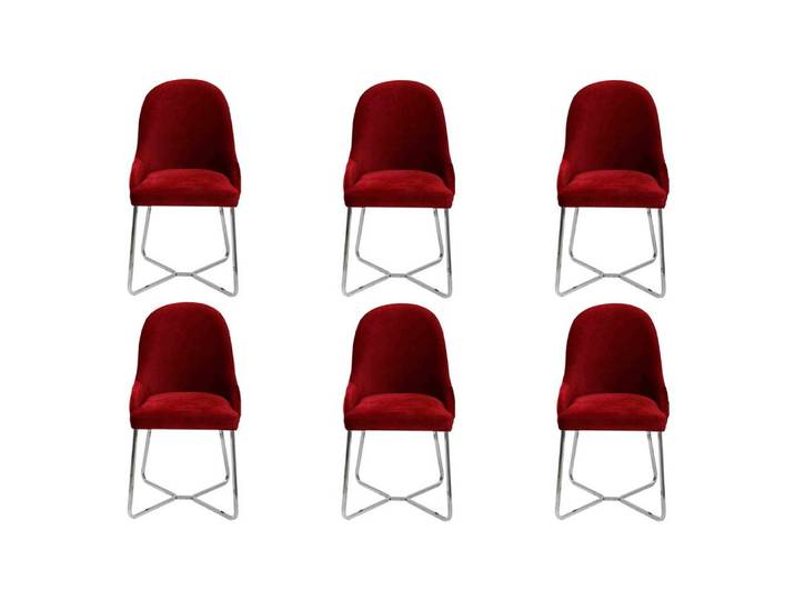 Xlmoebel Polsterstuhl Rote Esszimmerstühle aus hochwertigen Materialien im modernen Design (6x Stuhle, 6 St), Hergestellt in Europa