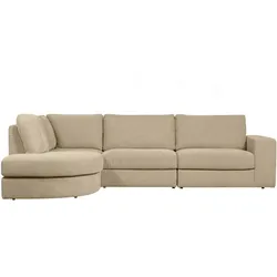 Ecksofa Family aus Webstoff, modern und komfortabel, linksseitig, sandfarben, abnehmbare Kissen