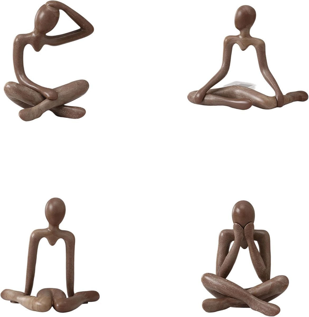 Denker sculptuur set met abstracte figuren in bruin voor moderne decoratie