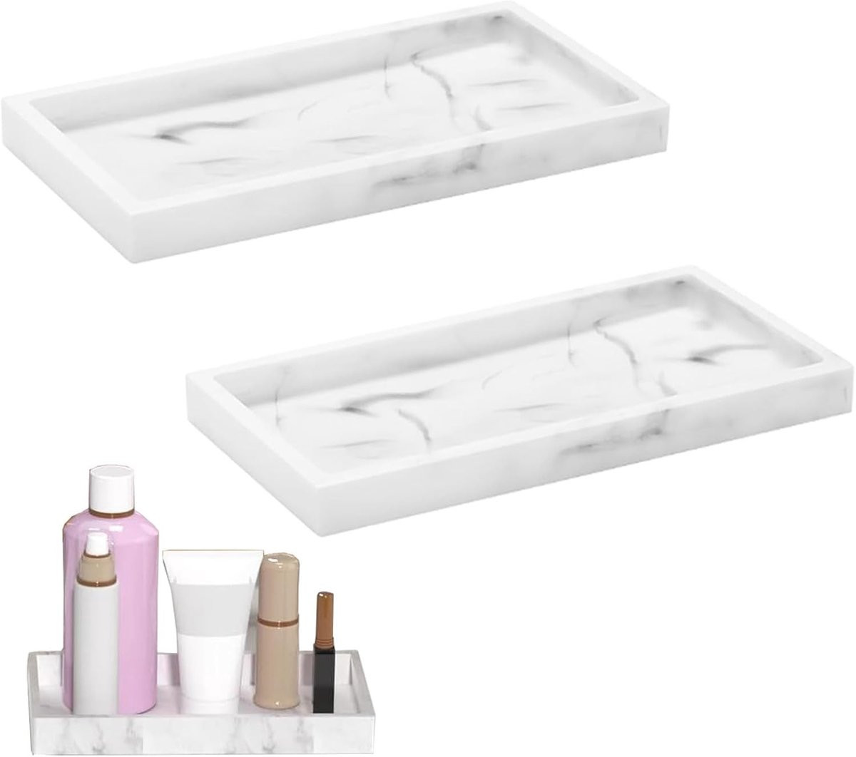 Set van 2 siliconen decoratieve dienbladen voor badkamer, slaapkamer en keuken