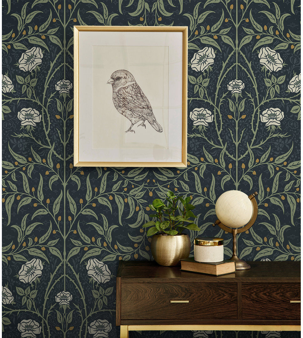 Rosalind Wheeler Dantre 5.48m x 52.07cm Satin Peel & Stick Wallpaper Roll Blue 548.64cm L