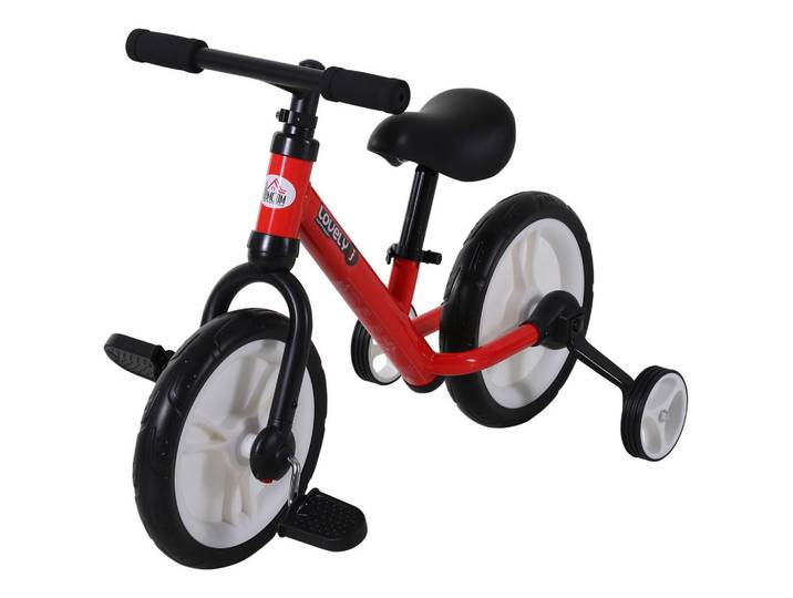 ComfortXL Laufrad De-10696 mit Stützrädern & Pedalen Rot, Metall, 36x54x85 cm, Freizeit & Co, Gartenspielzeug, Laufräder