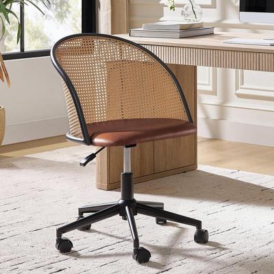 HULALA HOME Mid-Century Modern Metal Wheel Can Rotate Dining Chair