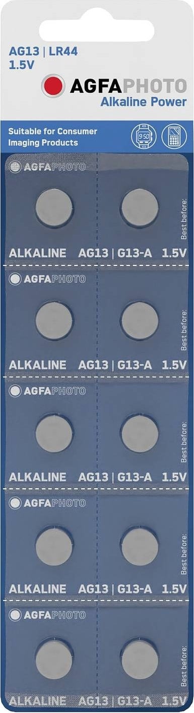 AgfaPhoto Alkaline batterij LR44 V13GA 1,5V, 10 stuks