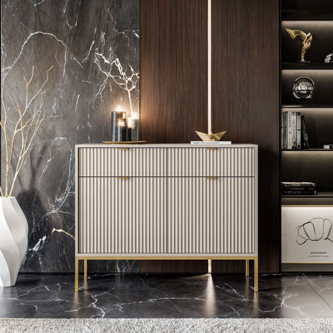 17 Stories 104 cm W Sideboard Cashmire/Gold 83cm H X 104cm W X 39cm D