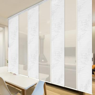 "InStyleDesign 7-Panel Single Rail Panel Track Extendable 110""-153""W x 94""H, Panel width 23.5"", Floret, White Sieve."