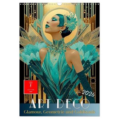 Art Deco - Glamour, Geometrie und Goldstaub (Wandkalender 2026 DIN A3 hoch), CALVENDO Monatskalender