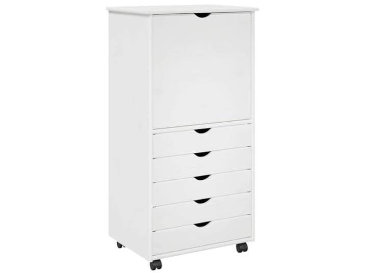 Heofavd Rollschrank Massivholz Kiefer Weiß mit Rollen 53x39x103 cm