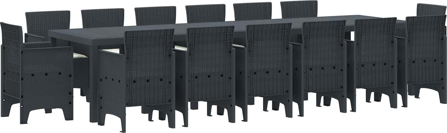 Garten Essgruppe 15 pcs Anthrazit Polt Rattan