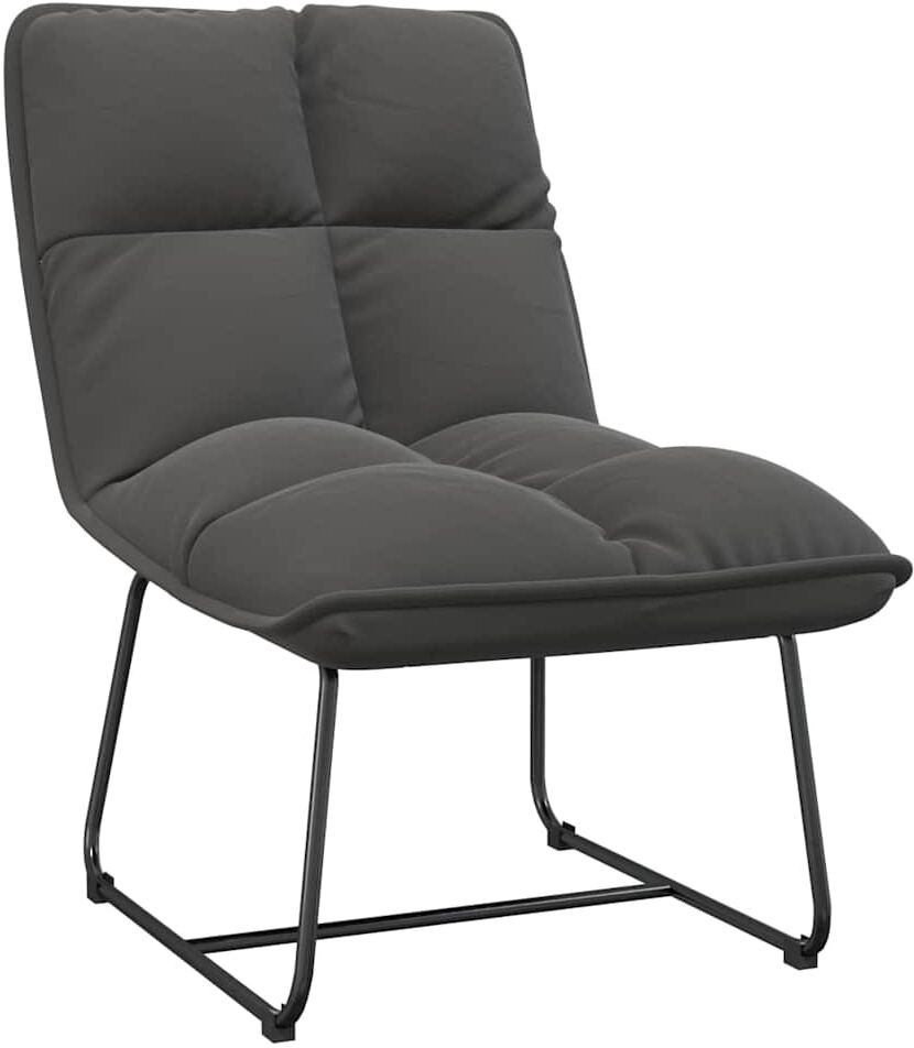 vidaXL Chaise de détente avec cadre en métal Gris foncé Velours