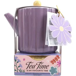 DOLCE VITA GIFTS Teekanne mit Teebeutel in Blütenform Geschenkpackung - violett