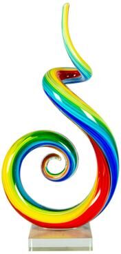 Dale Tiffany Rainbow Multi Color Spiral Handcrafted Art Glass Sculpture - N/A
