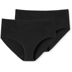 SCHIESSER Damen Slip 2er Pack - Midi-Slip, Cotton Stretch, uni Schwarz / XL