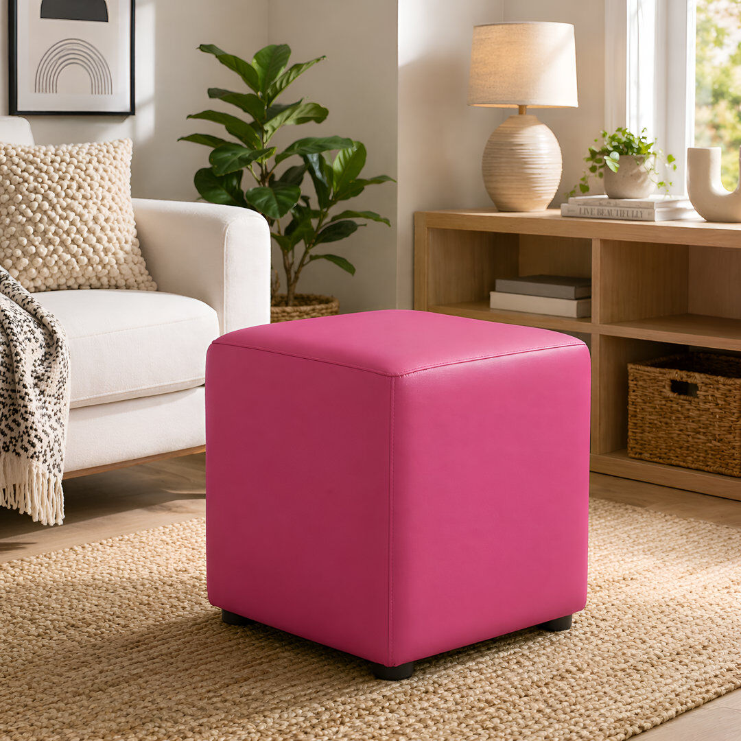Ebern Designs Faux Leather Cube Seating Blossom 44cm H X 40cm W X 40cm D