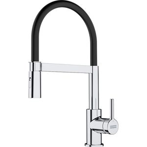 Franke Küchenarmatur Lina Semi-Pro, chrom/schwarz, Hochdruck, 150° schwenkbar, verstellbare Brause
