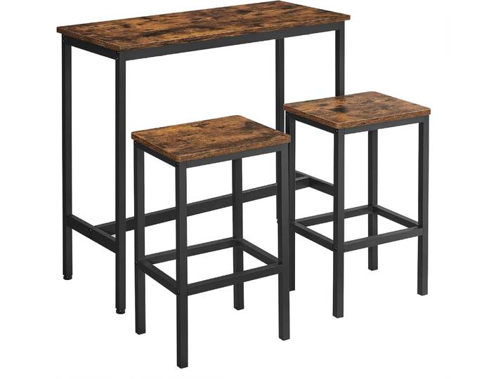 Bartisch Set Industrie Design Vintagebraun Tintenschwarz