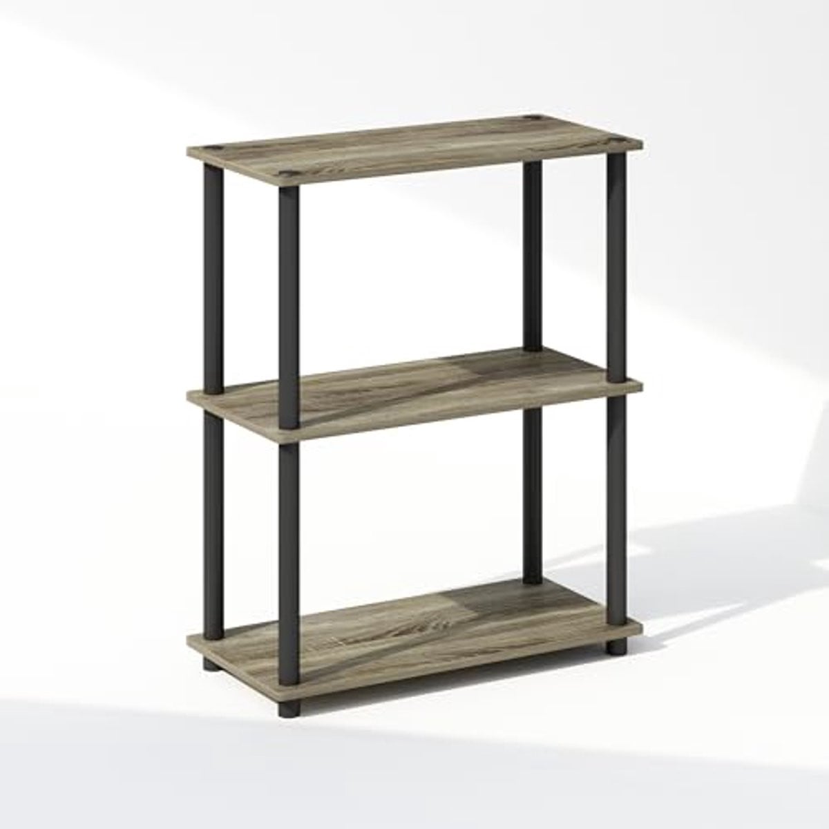 Multifunctioneel Compact Displayrek - 3-laags Boekenkast in Frans Eiken/Zwart