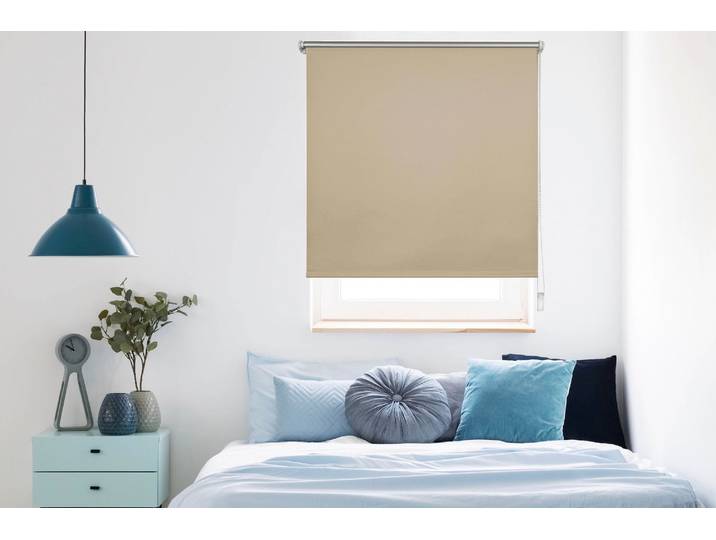 Seitenzugrollo MYDECO Thermo Win Rollo Gr. 4, beige (beige, weiß), B:75cm H:160cm, Polyester, Rollos, Seitenzugrollo, 75
