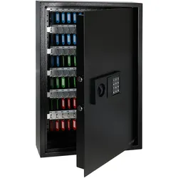 HMF Schlüsseltresor mit Zahlencode, Schlüsselsafe mit Elektronikschloss, 133 Haken, 66,5 x 43 x 13 cm, Schwarz