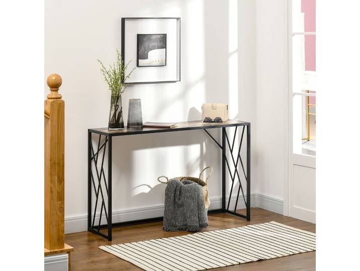 HOMCOM Console, Table d'entrée, Design industriel, cadre métallique robuste, 120 x 35 x 75 cm