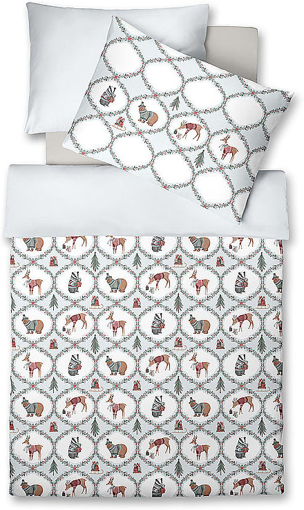 FLEURESSE Satin Bettwäsche SWEET ART 70x90cm / 140x200cm Winter  hellgrün EG