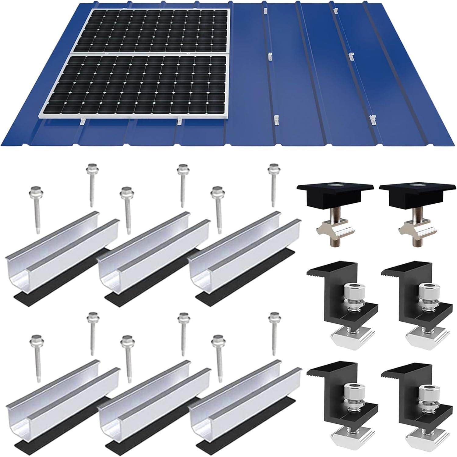 Selius Zonnepaneelhouder Verstelbaar - Set Zwart Aluminium - Dakmontage
