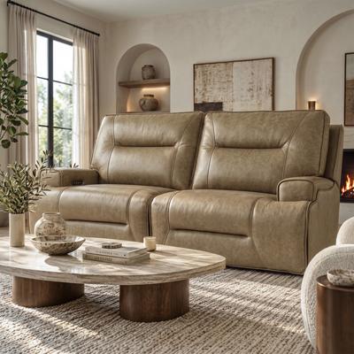 Furniture of America Premier Lyle Modern Leather Zero Gravity Power Loveseat with USB Charger