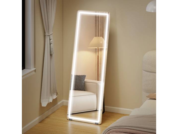 HOMCOM Miroir Pleine Longueur 150x50cm Éclairage Réglable Transparent
