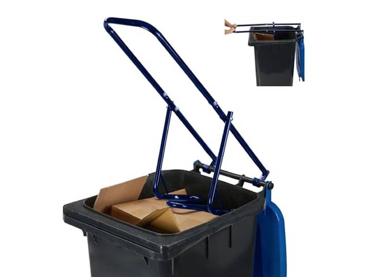 Compacteur de déchets Relaxdays pour poubelle\, presse à déchets manuelle\, déchets résiduels\, plastique\, acier\, bleu