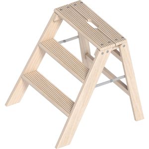 Layher Klapptritt 1055, aus Holz, einseitig begehbar, mit 3 Stufen
