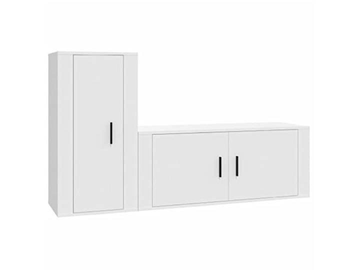 vidaXL 2-TLG. TV-Schrank-Set Weiß Holzwerkstoff