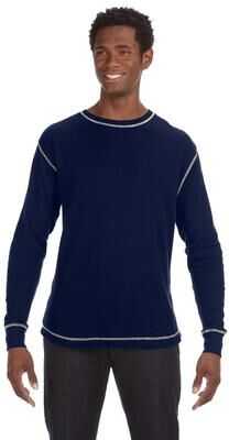 J America JA8238 Men's Vintage Thermal Long Sleeve T-Shirt in Navy Blue/Vintage White size 3XL 8238