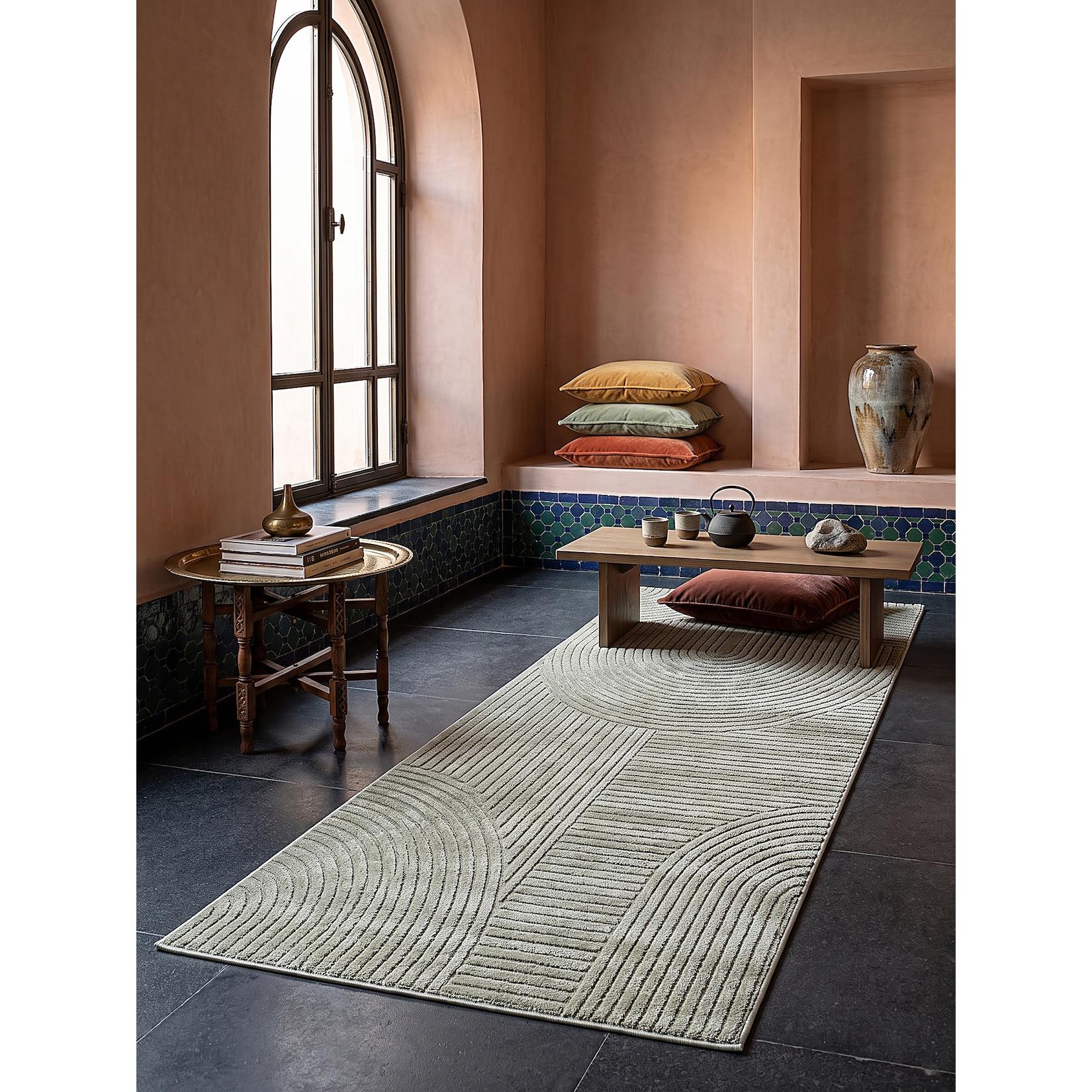 Läufer Kurzflor Grün 80x150 cm - CETINA Kadima Design
