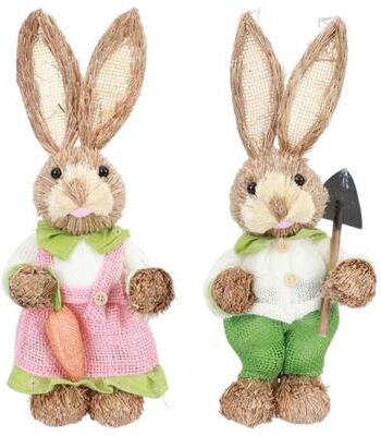 Uplift Treasures Straw Easter Bunny Decoration Ornament 2pcs C