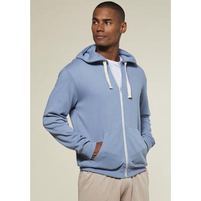 Kapuzensweatjacke KANGAROOS, Herren, Gr. 3XL (64/66), blau (hellblau), angeraute Sweatware, Obermaterial: 60% Baumwolle, 40% Polyester, unifarben, bequem normal, Rundhals, angesetztes Bündchen, Sweatjacken, mit Kapuze, kontrast Zipper und kontrast...