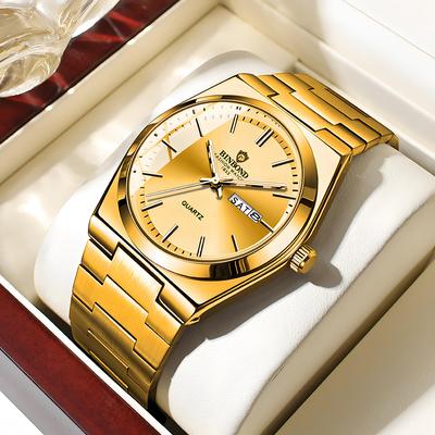 Friendly Fresh Finds Luxury Stainless Steel Waterproof Quartz Watch For Men Business & Leisure gold