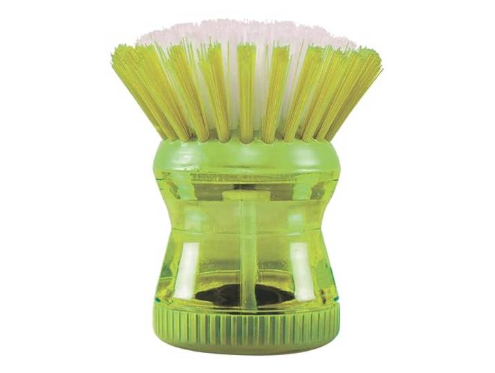 JE CHERCHE UNE IDEE Brosse Vaisselle avec Réservoir Liquide Multicolore Polypropylène\, brosse vaisselle\, réservoir intégré pour liquide\, 8\,3x8\,3x9\,4 cm\, cuisine\, rose bleu violet et vert
