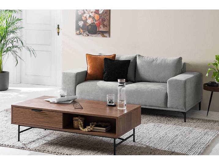 2-Sitzer Sofa Grau/Grau Microfaser Hoku 180 x 78 x 91cm Modern
